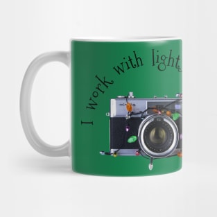 Christmas Lights Vintage Camera - Work With Lights - Black Text Mug